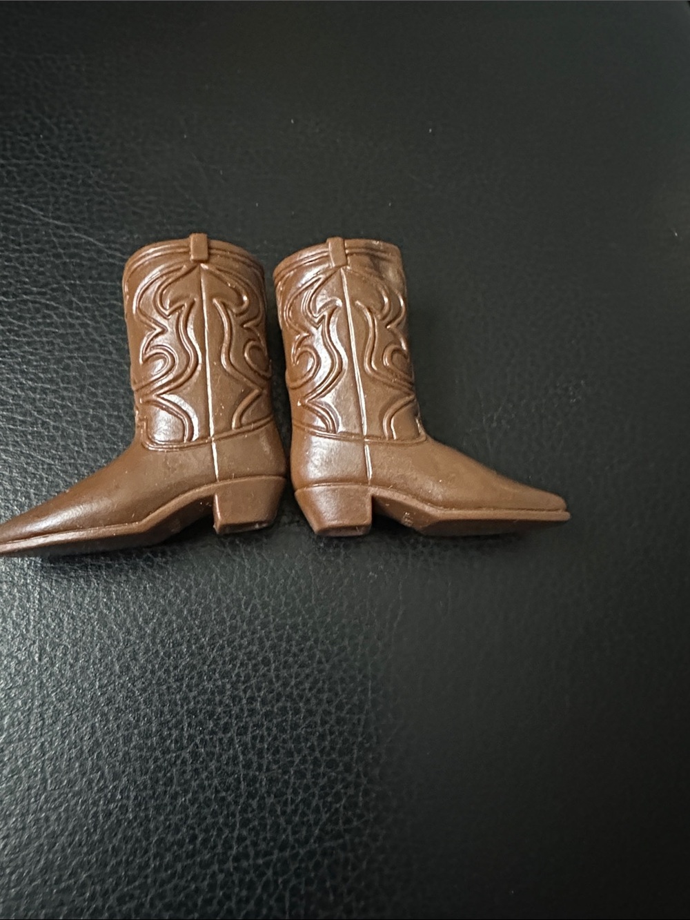 Vintage 1970s Ken Barbie Doll Brown Short Western Cowboy Boots w Pattern JAPAN
